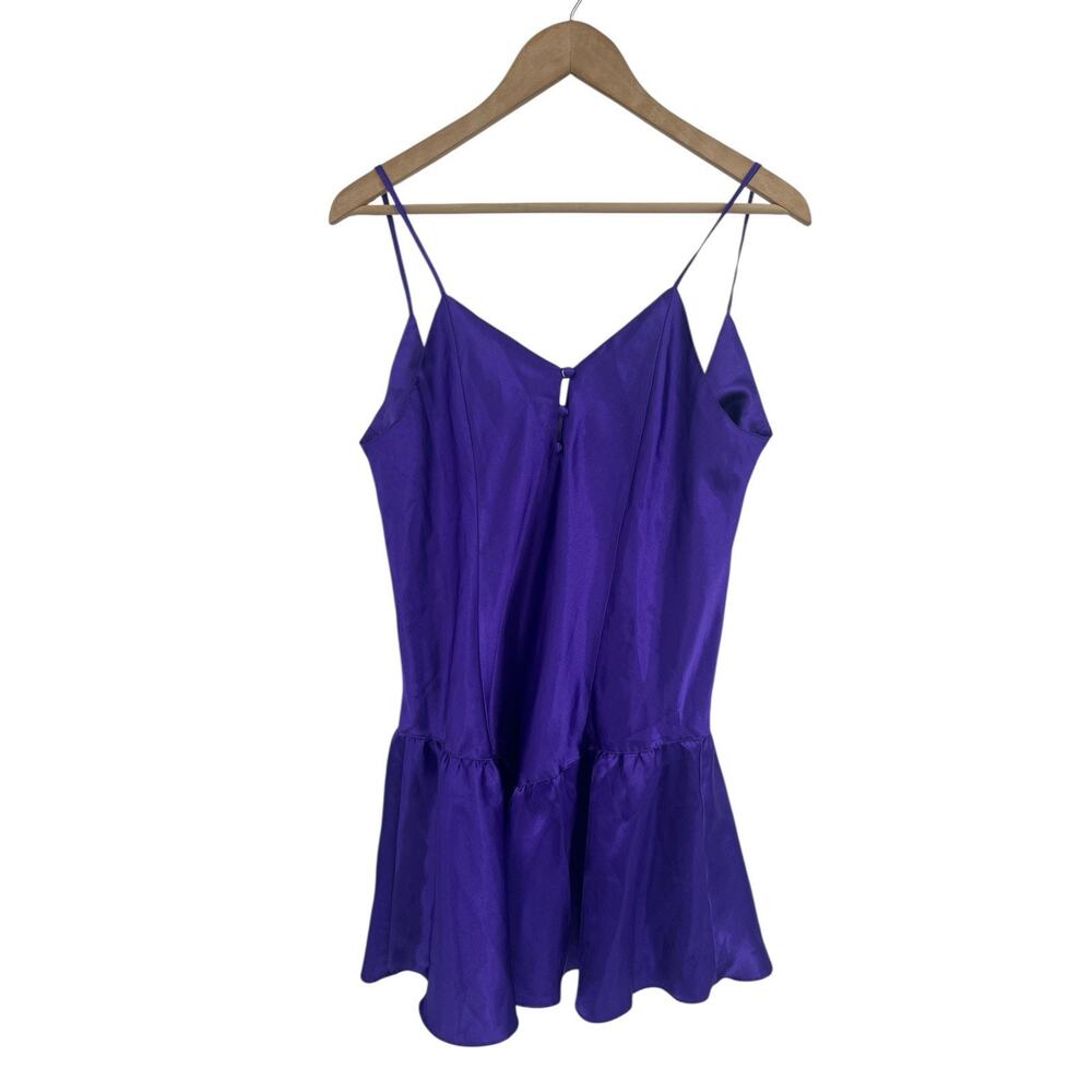 Sedu Vintage Purple Satin Baby Doll Nightgown Bow Detail Medium Lingerie